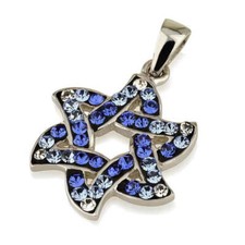 CIONDOLI STELLA DI DAVID CON PIETRE PREZIOSE MULTICOLORI - COLLANA IN ARGENTO...