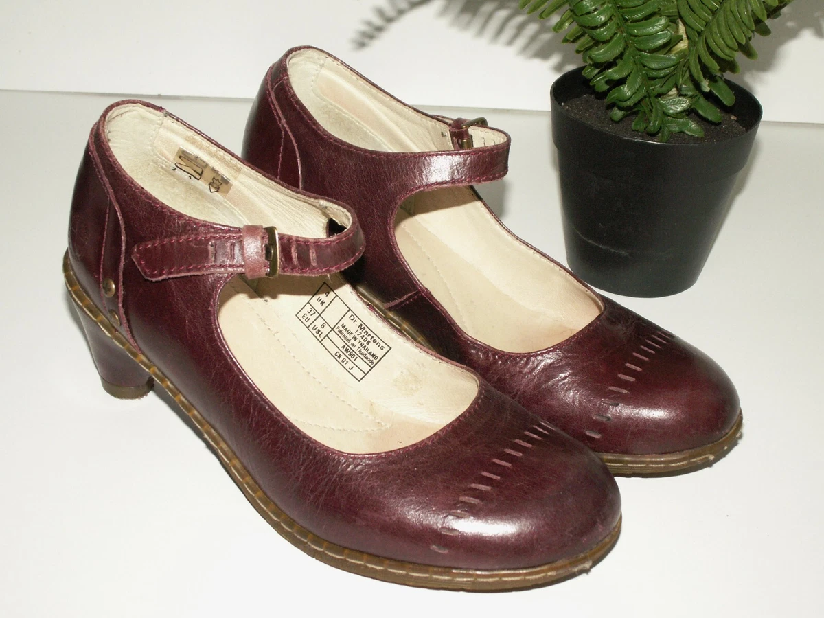 Dr. Martens 12406 oxblood leather mary jane heeled shoes UK 4 EU 37 US 6