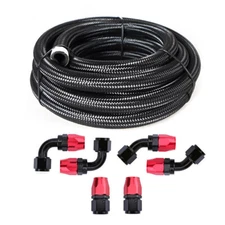 ⭐6AN 8AN 10AN Nylon Braided CPE Oil Gas Fuel Line Hose End Aluminum Fitting Kit⭐