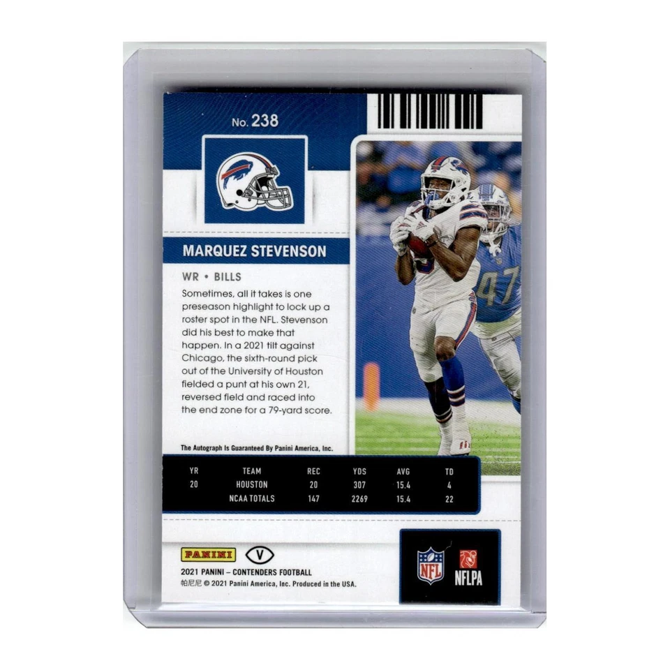 2021 Panini Contenders Rookie Ticket Marquez Stevenson Auto #238 - Image 2 of 3