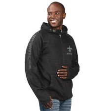 New Orleans Saints G-III Replay Transitional Full Zip Hooded Jacket - Black