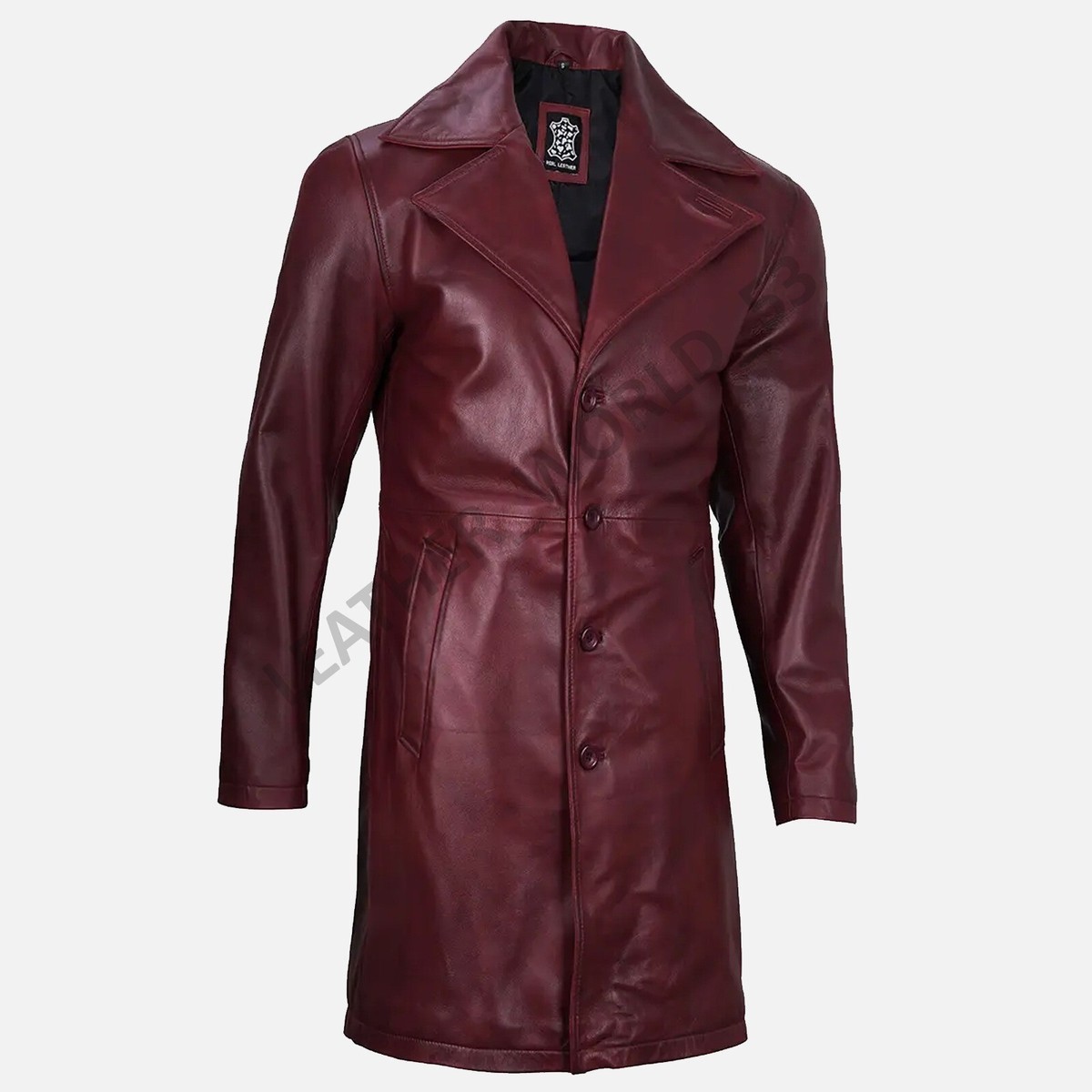 Men's Real Leather Maroon Car Coat Real Leather Lamb skin | eBay