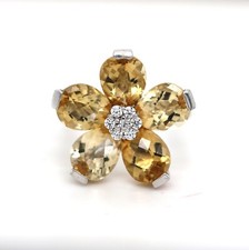 925 Sterling Silver Citrine / White Topaz Ring 7.85 cts