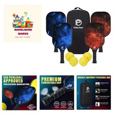 Pickleball Paddles, USAPA Approved Fiberglass Pickleball Set of 2/4 with Pick...