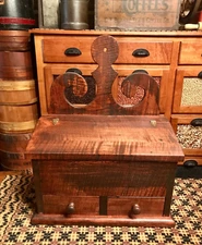 SOLID TIGER MAPLE SALT BOX WITH 2 DRAWER GORGEOUS 