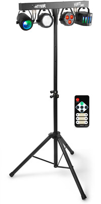 MAX ''Partybar09'' LED Lichtset Derby Spot Strobe Flower Stativ IR-Fernbedienung!