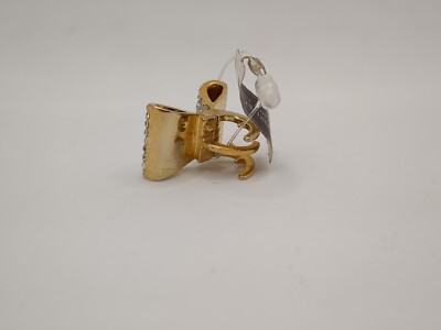 Henri Bendel Gold Tone Crystal Hinged Broadway Bow Claw Hair  display picture 2