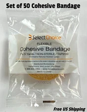 Select Choice Cohesive Bandage Non-Sterile Rubber Latex 1 in x 5 yds Set of 50