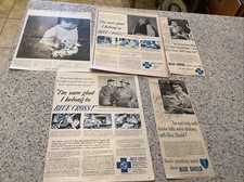 Lot Of 5 Blue Cross Print Ad Vintage Advertisement Health Insurance Shield 1960s