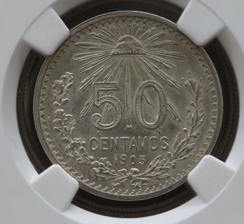 1905 Mexico NGC 61 50 Centavos SILVER CURRENCY COIN MONEY
