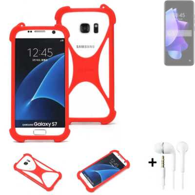 Schutz Hülle + Köpfhörer für Tecno Pop 7 Handyhülle Case Bumper Silikon