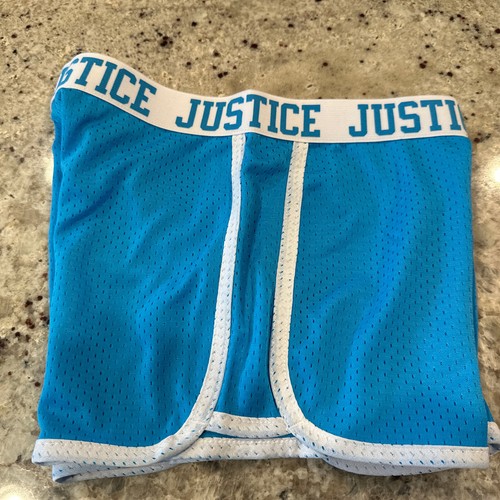 NWT Justice Girl's Size 6/7Fold-over Mesh Shorts Lilac Pink& Aqua Blue 2 Pcs. - Picture 6 of 6