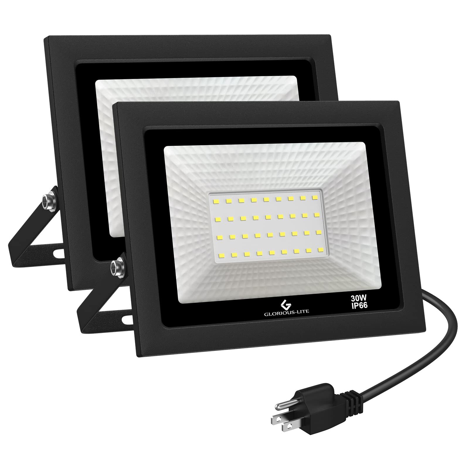 GLORIOUS-LITE LED Flood Lights Outdoor, 30W 3000LM Outside LED Work Light with P