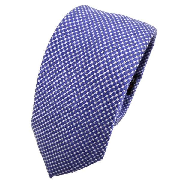 Schmale Tigertie Seidenkrawatte Blau Blaulila Silber Gepunktet - Krawatte Seide-image