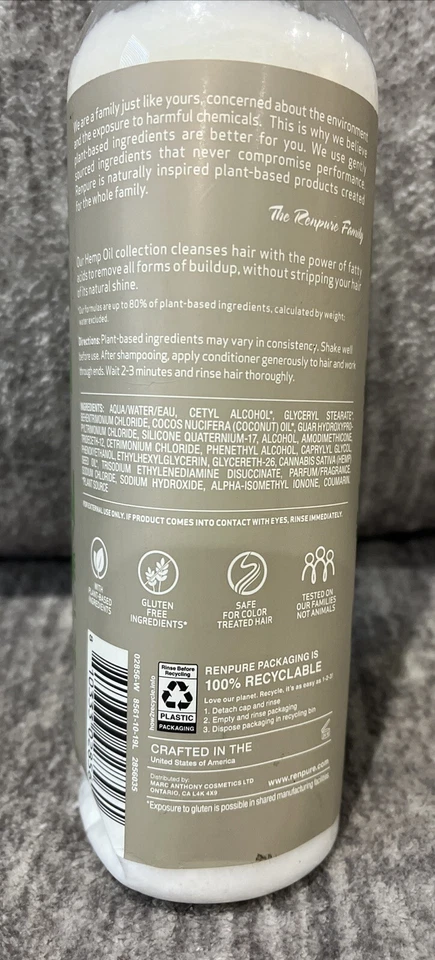 Renpure Restorative Hemp Oil Moisture Therapy Conditioner 16 Fl Oz - Image 4 of 4
