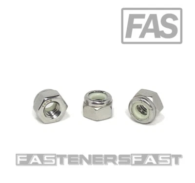 FAS (25) 1/4-20 Stainless Steel Nylon Insert Lock Nuts -Locking Hex Nuts 1/4-20