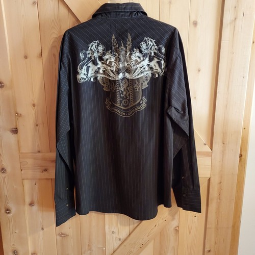 Structure Premium XXL Long Sleeve Button Down Striped Shirt Y2K Graphics Modern. - Picture 4 of 11