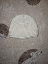 Hand Knitted Newborn baby hat white