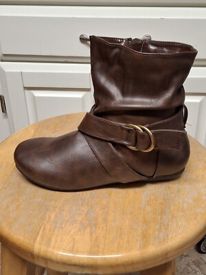 New Women's Klein-52 Stylish Ankle Bootie W/buckle Accent-brown Size 6.5