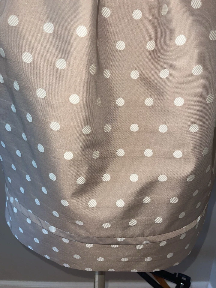 Vestido Missy Eliza J Lunares Satén Tulipán Cinturón Talla 8 Blanco Taupe Foto 4 de 4