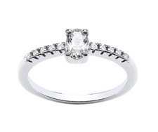 925 Sterling Silver Simulated Diamond Oval Solitaire Engagement Ring size J - U