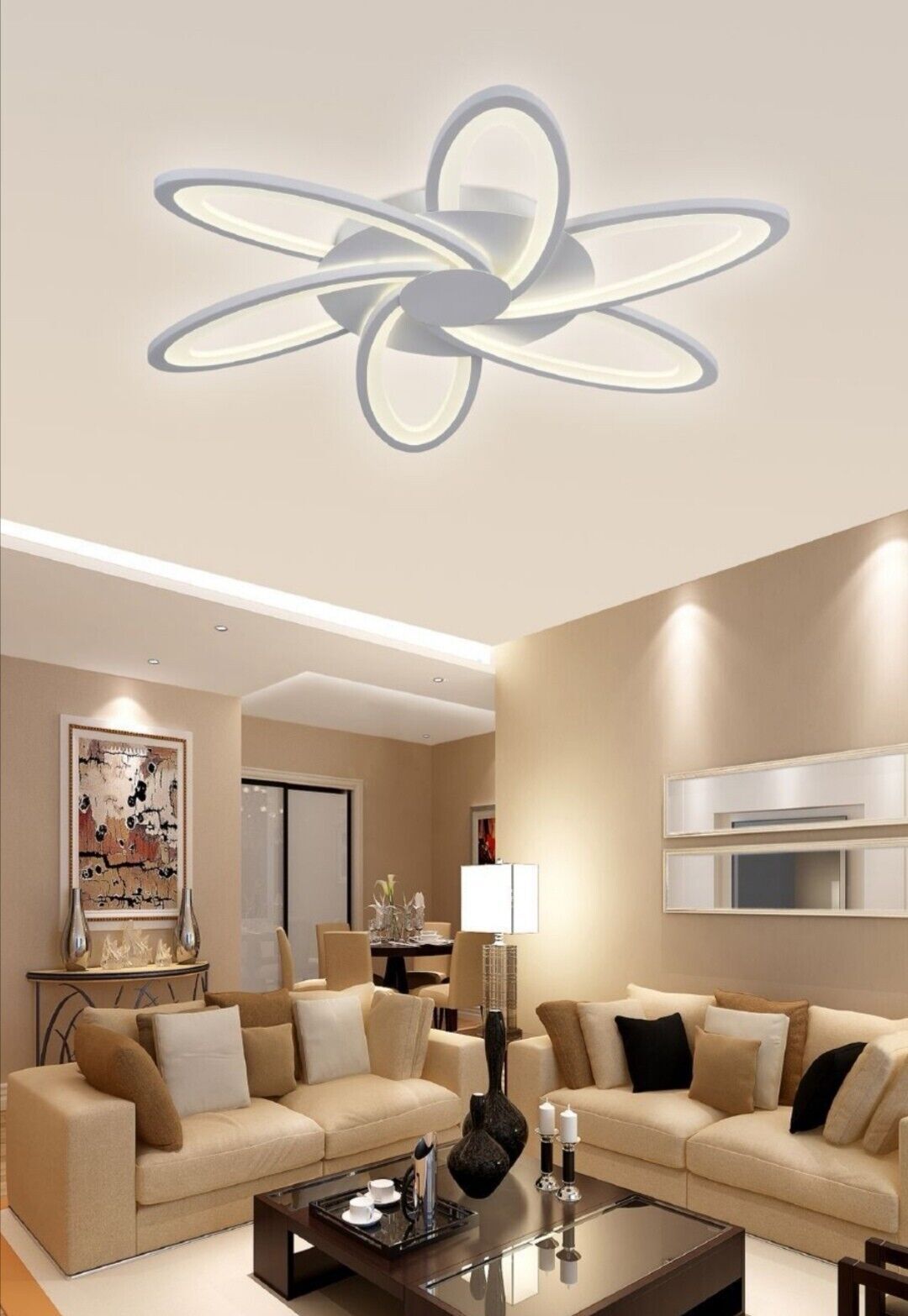 Lampada Soffitto LED Fiore 59W 4720lm Moderna | Design Petali Camera