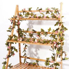 Wall Hanging 42 Heads Fake Rose Flower Garland Trailing Vine Wreath Wedding Deco