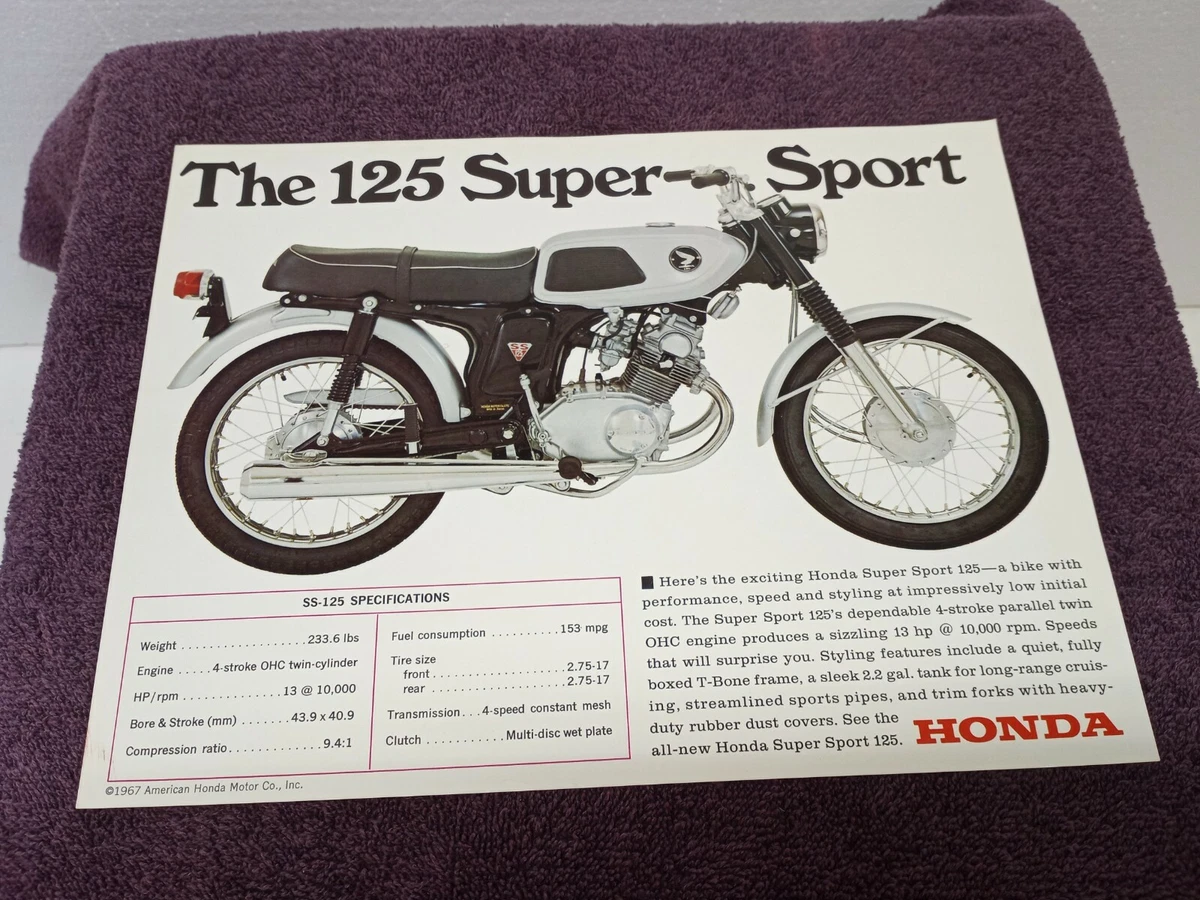 1967 HONDA 125 SUPER SPORT MOTORCYCLE SALES BROCHURE AD single
