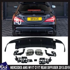 HECKDIFFUSOR F&Uuml;R MERCEDES AMG W117 C117 CLA45 GLANZ BLK QUAD AUSPUFF ENDROHR