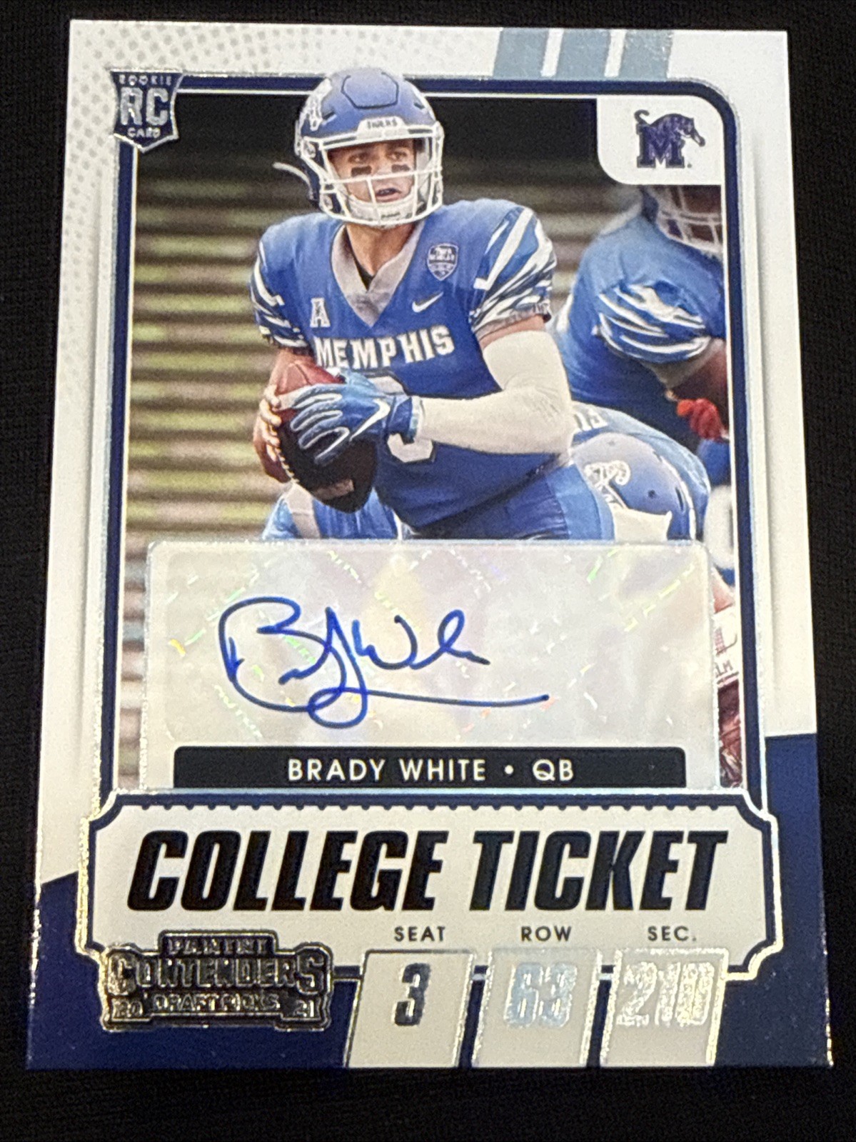 Brady White Auto 2021 Panini Contenders Draft Picks College Ticket Autograph 222 view 1