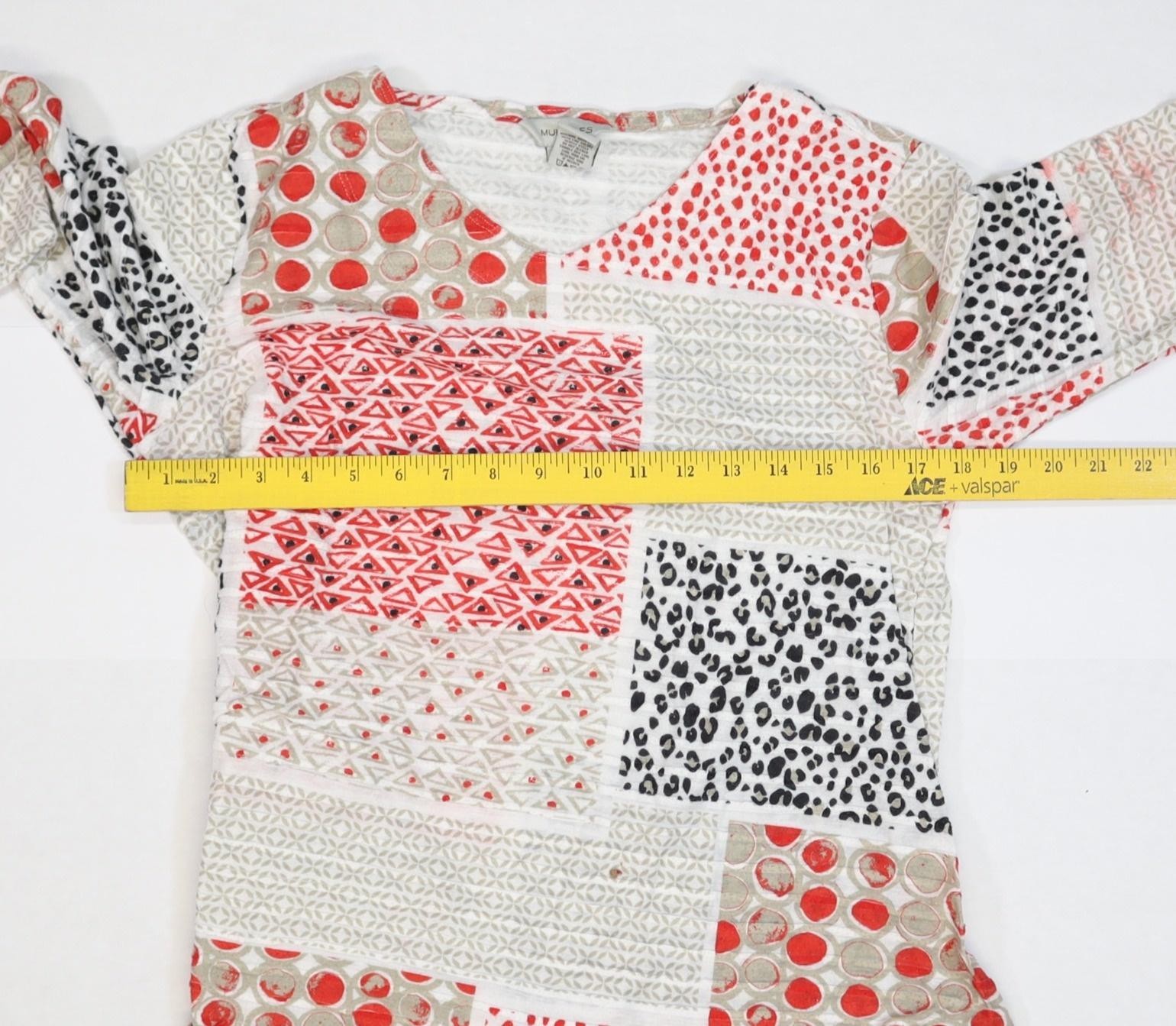 Multiples Shirt Womens Large Patchwork Red Black … - image 5