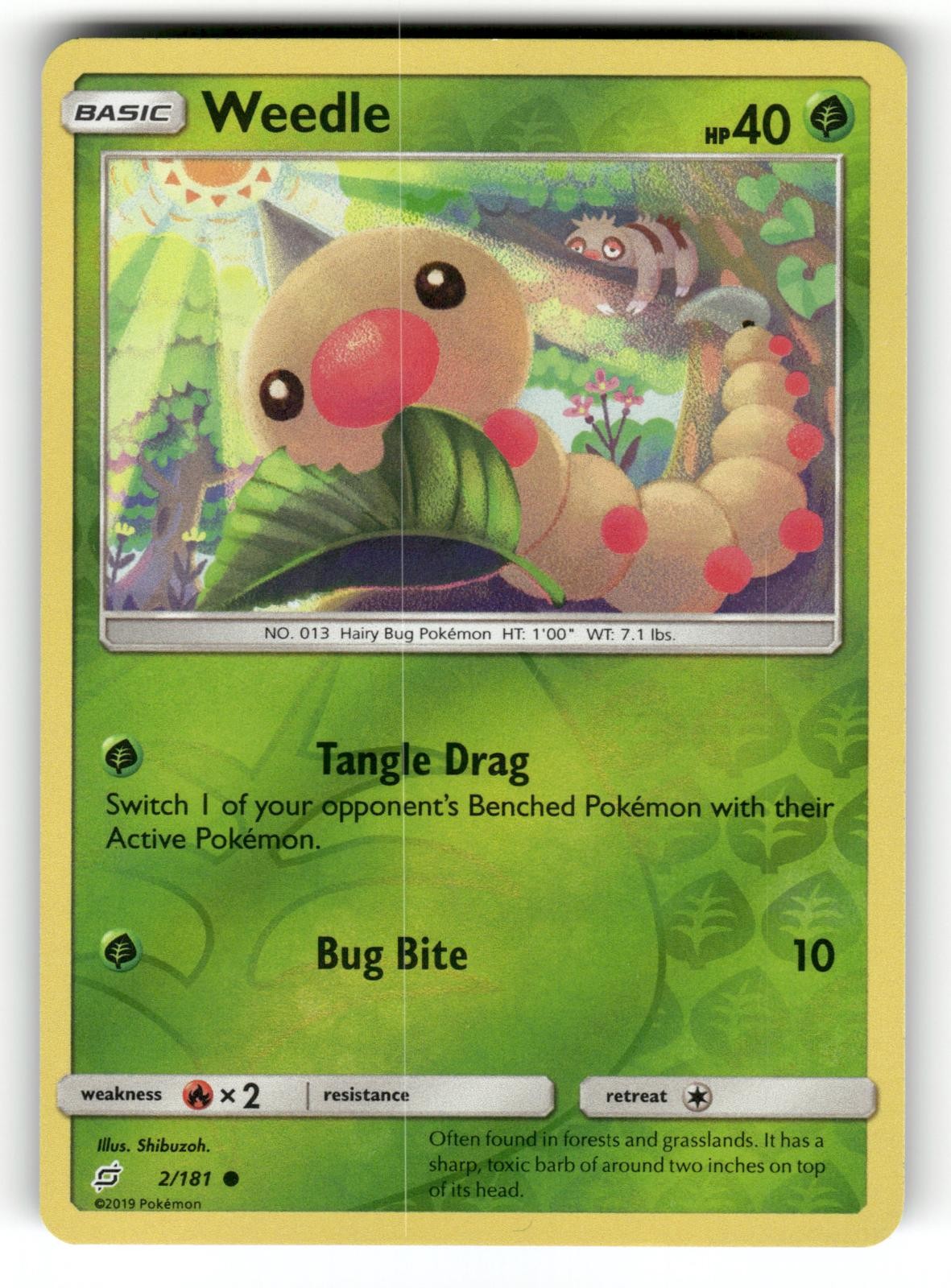 Weedle LP 2/181 Reverse Holo Team Up Pokemon Common