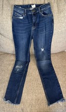 Free People Womens Blue Denim Dark Wash 5-Pocket Skinny Jeans Size 27 Distressed