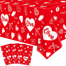 4 Pack Red Tablecloth Love Heart Tablecloth Day Party Decoration Love Heart Tabl