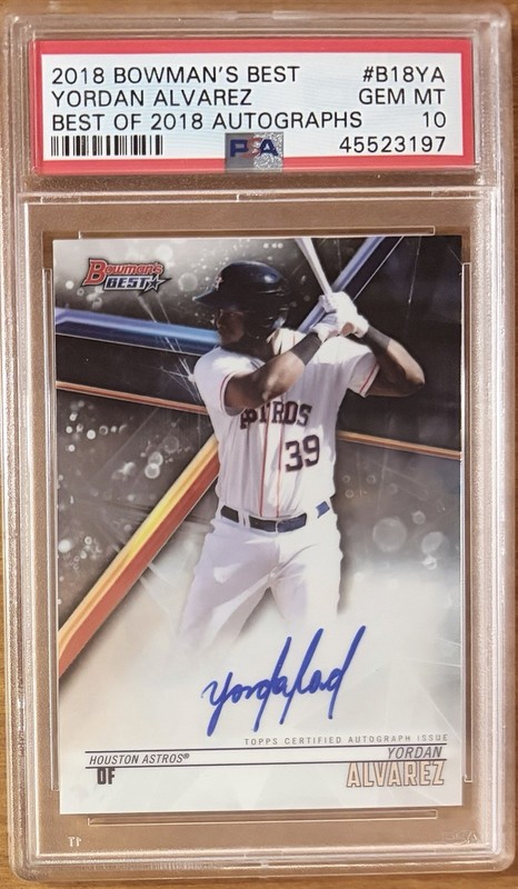 2018 Bowman's Best of 2018 Autographs Yordan Alvarez PSA 10 *ROOKIE AUTO*