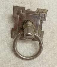 ANTIQUE HEAVY NICKLE PLATED BRASS DROP RING DRAWER,DESK,DOOR PULL 1  1/4 IN. DIA