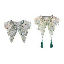Chinese Embroidered Butterfly False Collar Pearl Tassels Yunjian Shawl Scarf