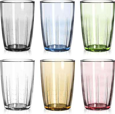 ZEAYEA Set of 6 Acrylic Drinking Cups, 14 Oz Unbreakable Water Tumbler, Reusable