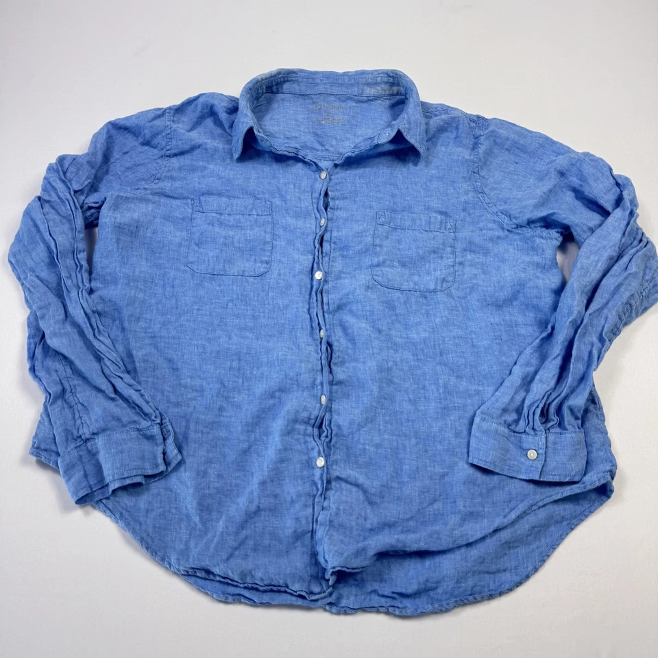 Tommy Bahama льняная рубашка на пуговицах женская XL синяя с длинным рукавом повседневная легкая - Изображение 2 из 4