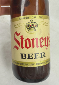 Stoney's Beer Pint size glass Bottle Jones Brewing Smithton PA 16oz