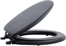 Soft Elongated Vinyl Toilet Seat, Black - 19 Inch Soft Vinyl Cover with Comfort