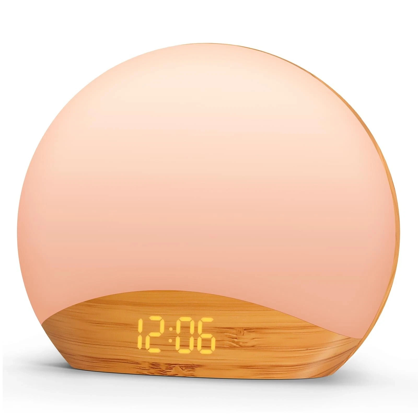 REACHER Wood Grain Sunrise Alarm Clock and Sound Machine Nightlight, Digital