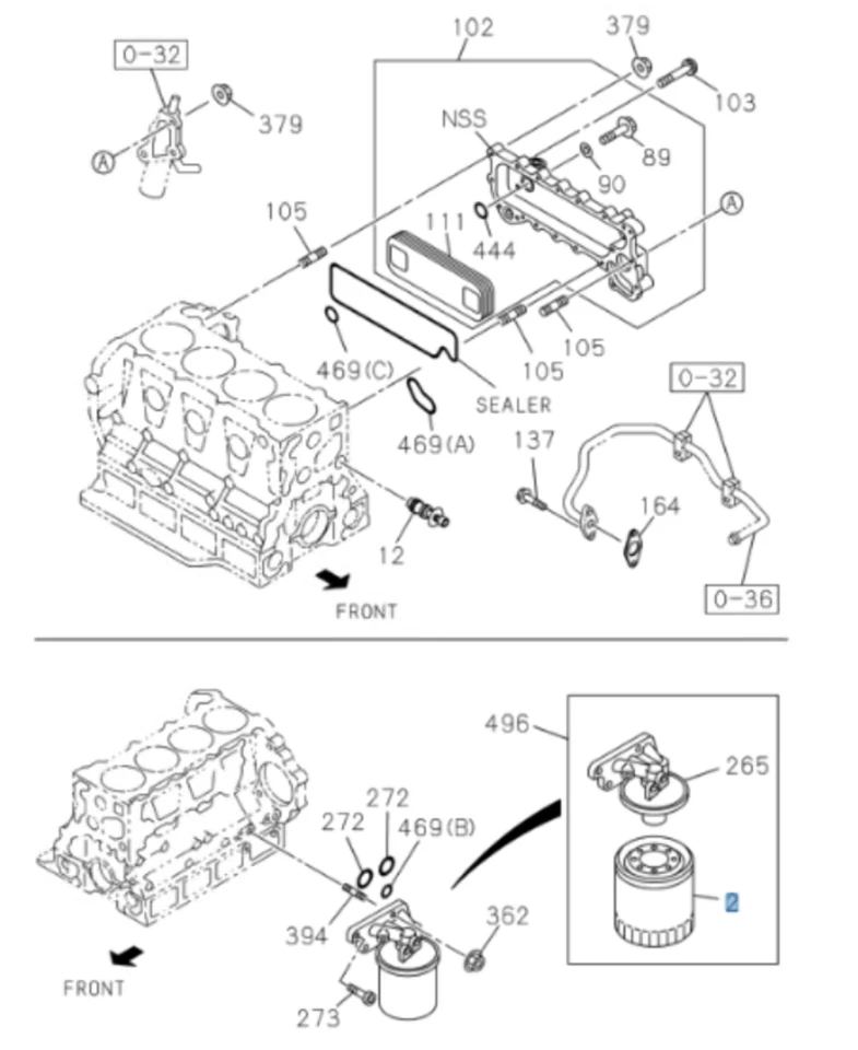 6x Element Oil Filter For Isuzu NPR NPR-HD NQR NRR 4HK1 5.2L 4HE1 4.8L 98-16 OEM - Image 2 of 4