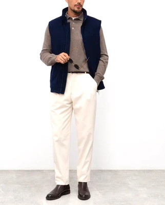 NWT$4600 Brunello Cucinelli Men 100%Wool Goose Down Logo Detail Puffer Vest A262