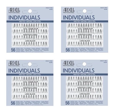 Lot 4 Packs ARDELL DURALASH Individual Knotted Flare Long Black Eyelashes - Image 1 of 2