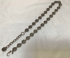 Vintage THE LIMITED EXP Silver Tone Chain Belt Basket Weave Medallions Korea