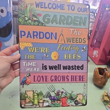 Welcome To Our Garden Funny 8" x 12" Aluminum Metal Sign