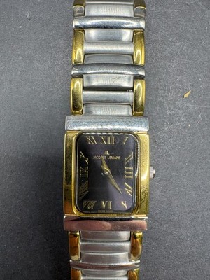 Jacques Lemans Ladies Watch Two Tone Silver & Gold Tone Black Dial 1-1034 20MM