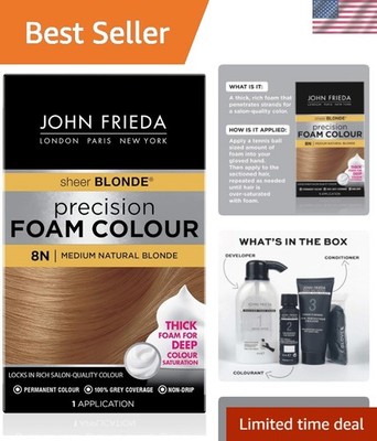 Precision Foam Colour, Medium Natural Blonde 8N, Full-Coverage Hair Color Kit...