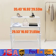 Modern Standing Display Rack, Retail Clothing Shop Display Tables White 2Pcs